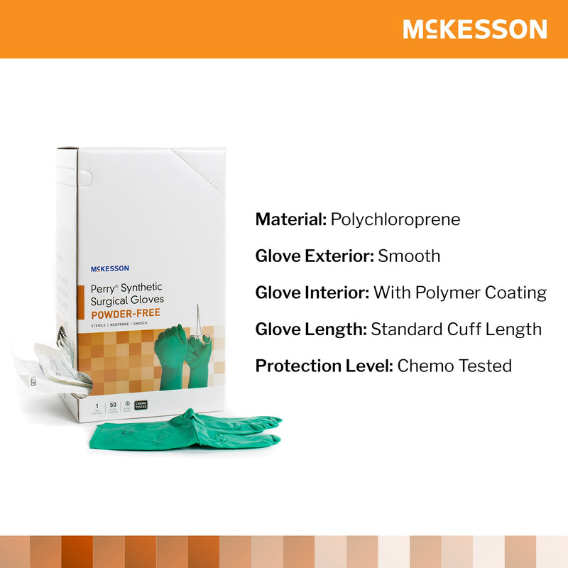 McKesson Perry® Performance Plus Surgical Glove Size 6 Sterile Polychloroprene Standard Cuff Length Smooth Dark Green Chemo Tested (1044736_BX) 50/BX
