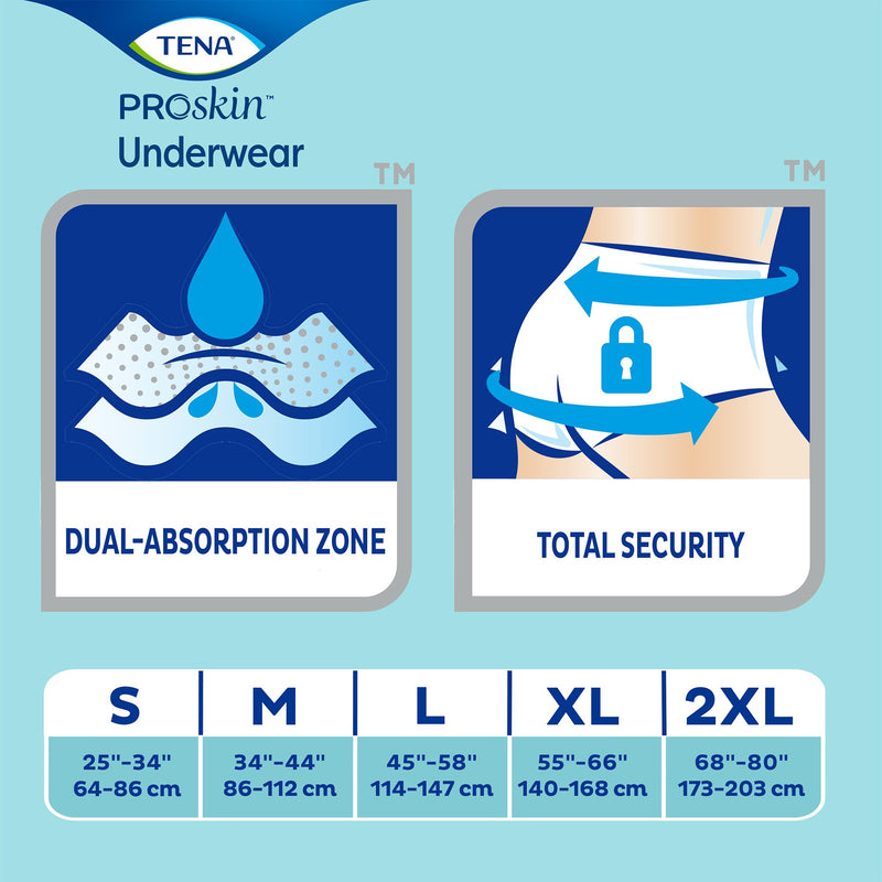 TENA® ProSkin™ Extra Unisex Adult Absorbent Underwear Pull On with Tear Away Seams Large Disposable Moderate Absorbency (978893_CS) 64/CS