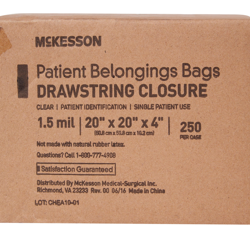 McKesson Patient Belongings Bag 4 X 20 X 20 Inch Polyethylene Drawstring Closure White (447753_CS) 250/CS