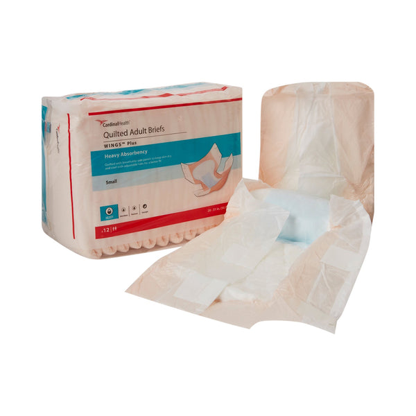 Wings™ Plus Quilted Unisex Adult Incontinence Brief Small Disposable Heavy Absorbency (747160_BG) 12/BG