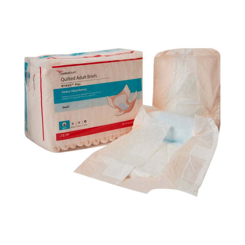 Wings™ Plus Quilted Unisex Adult Incontinence Brief Small Disposable Heavy Absorbency (747160_BG) 12/BG