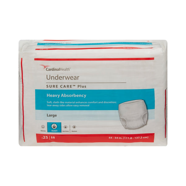 Sure Care™ Plus Unisex Adult Absorbent Underwear Pull On with Tear Away Seams Large Disposable Heavy Absorbency (823429_CS) 100/CS