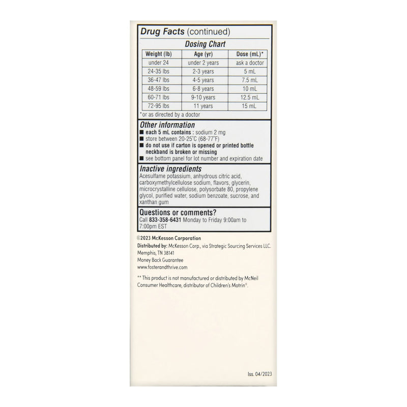 Foster & Thrive™ Children's Pain Relief 100 mg / 5 mL Strength Ibuprofen Oral Suspension 4 oz. (1238936_EA) 1/EA