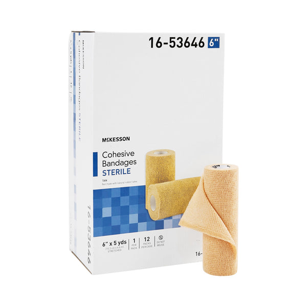 McKesson Cohesive Bandage 6 Inch X 5 Yard Self-adherent Closure Tan Sterile Standard Compression (520554_EA) 1/EA