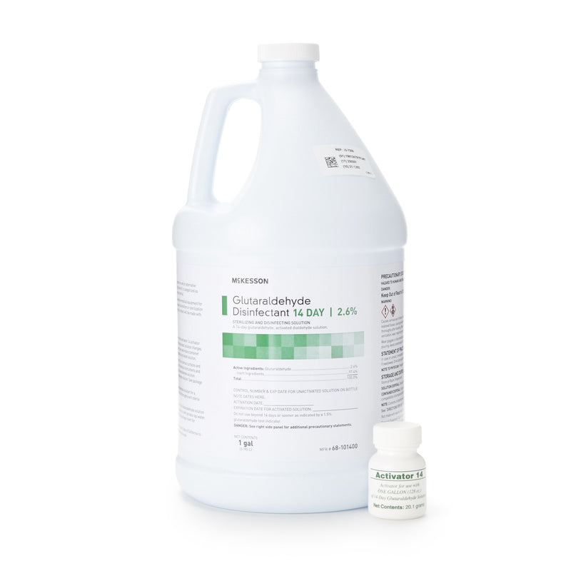 McKesson 14 Day Glutaraldehyde High-Level Disinfectant Activation Required Liquid 1 gal. Jug Reusable (512838_GL) 1/GL