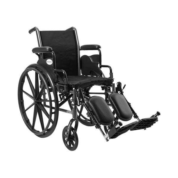 McKesson Lightweight Wheelchair Dual Axle Desk Length Arm Swing-Away Elevating Legrest Black Upholstery 16 Inch Seat Width Adult 300 lbs. Weight Capacity (1065283_EA) 1/EA