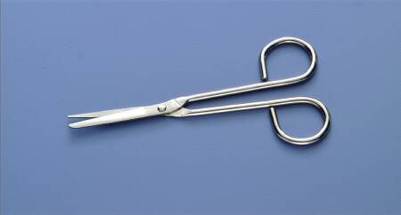 Busse Utility Scissors Nurse 5-1/4 Inch Length Floor Grade Stainless Steel Sterile Finger Ring Handle Angled Sharp Tip / Blunt Tip (168227_EA) 1/EA