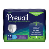 Prevail® Overnight Unisex Adult Absorbent Underwear Pull On with Tear Away Seams Large Disposable Heavy Absorbency (1189993_CS) 56/CS
