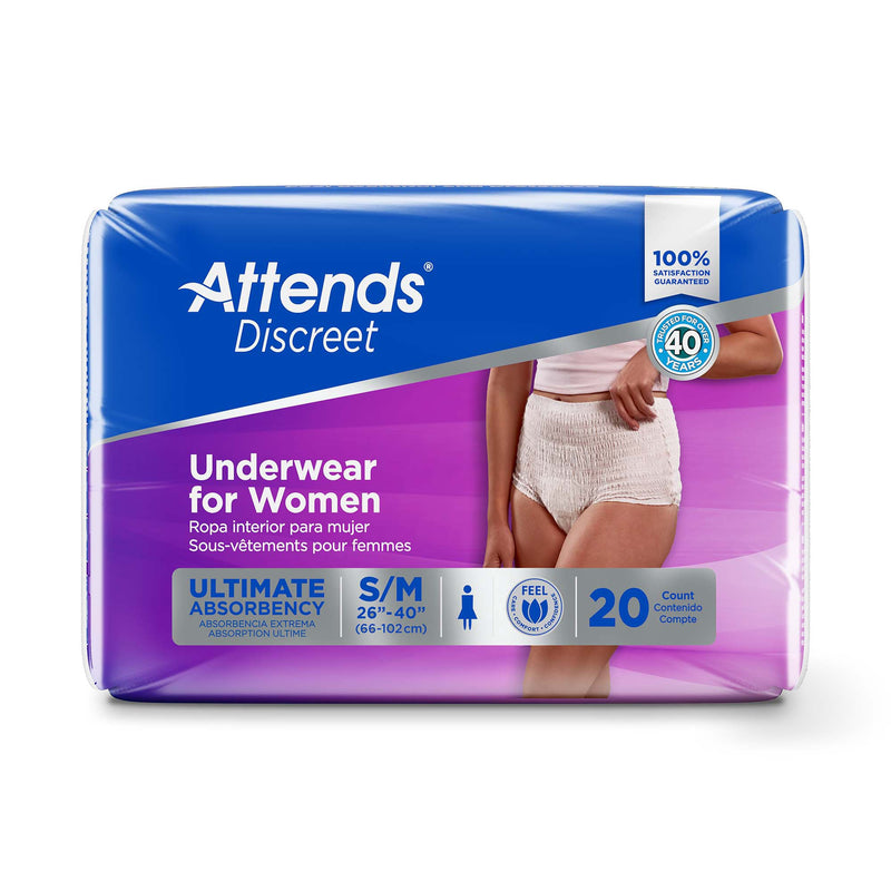 Attends® Discreet Female Adult Absorbent Underwear Pull On with Tear Away Seams Medium Disposable Heavy Absorbency (1039110_CS) 80/CS