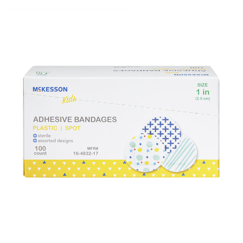 McKesson Kids™ Adhesive Spot Bandage 1 Inch Plastic Round Kid Design (Assorted Prints) Sterile (1110981_CS) 2400/CS