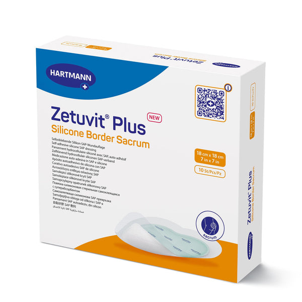 Zetuvit® Plus Silicone Border Super Absorbent Dressing Silicone Adhesive 7 X 7 Inch Sacral (1235830_BX) 10/BX