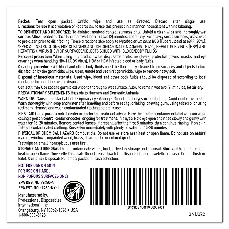 Super Sani-Cloth® Surface Disinfectant Cleaner Premoistened Germicidal Manual Pull Wipe 50 Count Individual Packet Alcohol Scent NonSterile (188692_EA) 1/EA