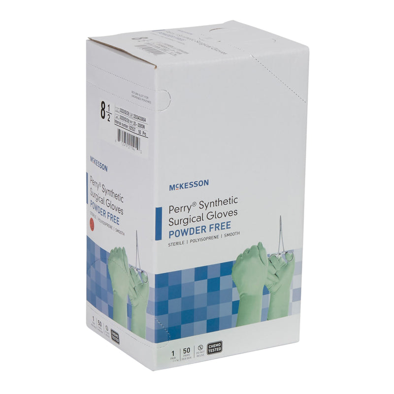 McKesson Perry® Performance Plus Surgical Glove Size 8.5 Sterile Polyisoprene Standard Cuff Length Smooth Green Chemo Tested (1044725_BX) 50/BX