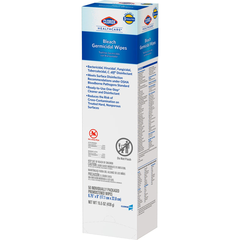 Clorox Healthcare® Surface Disinfectant Premoistened Germicidal Manual Pull Wipe 50 Count Individual Packet Fruity Floral Bleach Scent NonSterile (996100_EA) 1/EA