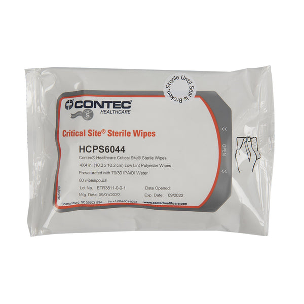 Contec® Critical Site® Surface Disinfectant Cleaner Premoistened Alcohol Based Manual Pull Wipe 60 Count Soft Pack Sterile (1169511_CS) 24/CS