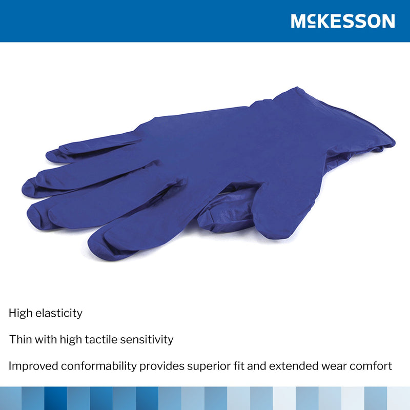 McKesson Confiderm® 3.0 Exam Glove Small NonSterile Nitrile Standard Cuff Length Textured Fingertips Blue Not Rated (957801_BX) 1/BX