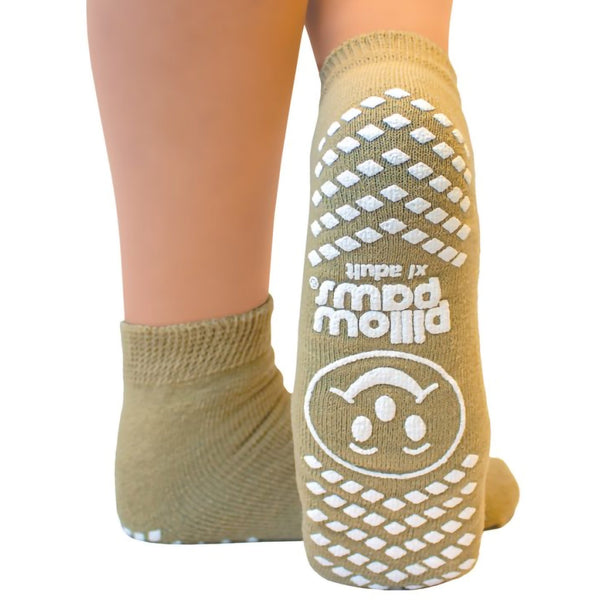 Pillow Paws® Single Imprint Terries™ Slipper Socks Unisex Adult X-Large Single Tread Single Patient Use Tan (278145_CS) 48/CS