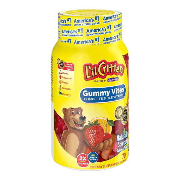 L'il Critters® Multivitamin Supplement Vitamin A / Ascorbic Acid / Vitamin D 2,100 IU - 400 IU - 20 mg Strength Gummy 70 per Bottle Assorted Fruit Flavor (830733_BT) 1/BT