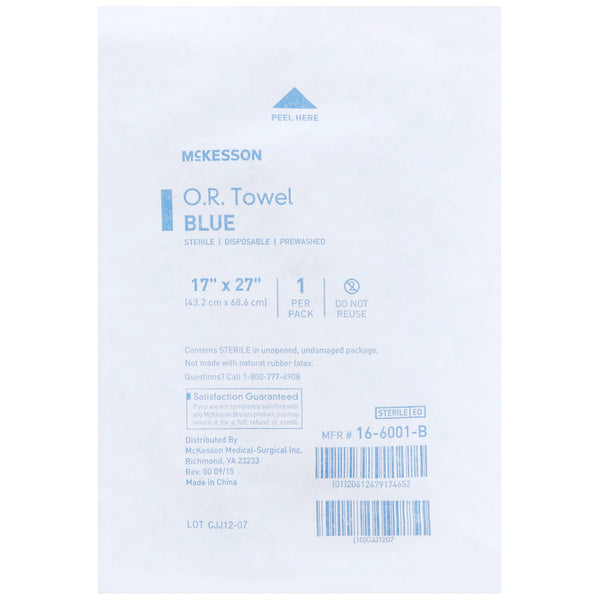 McKesson O.R. Towel 17 W X 27 L Inch Blue Sterile (277859_PK) 1/PK