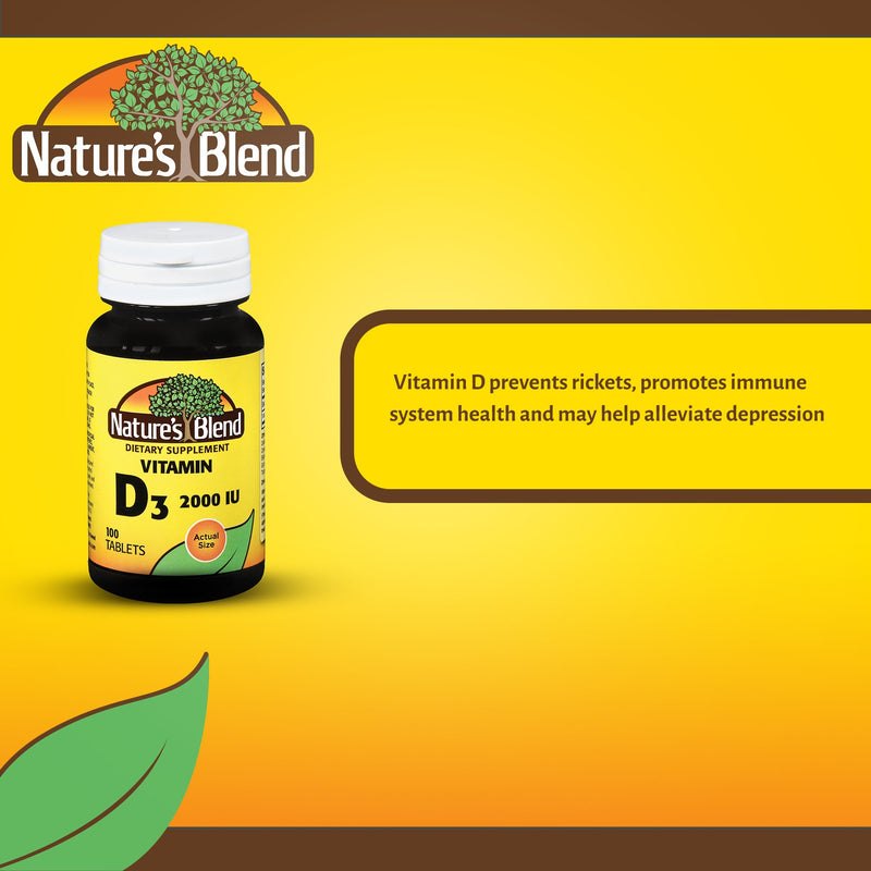 Nature's Blend Vitamin Supplement Vitamin D 2,000 IU Strength Tablet 100 per Bottle (852689_BT) 1/BT