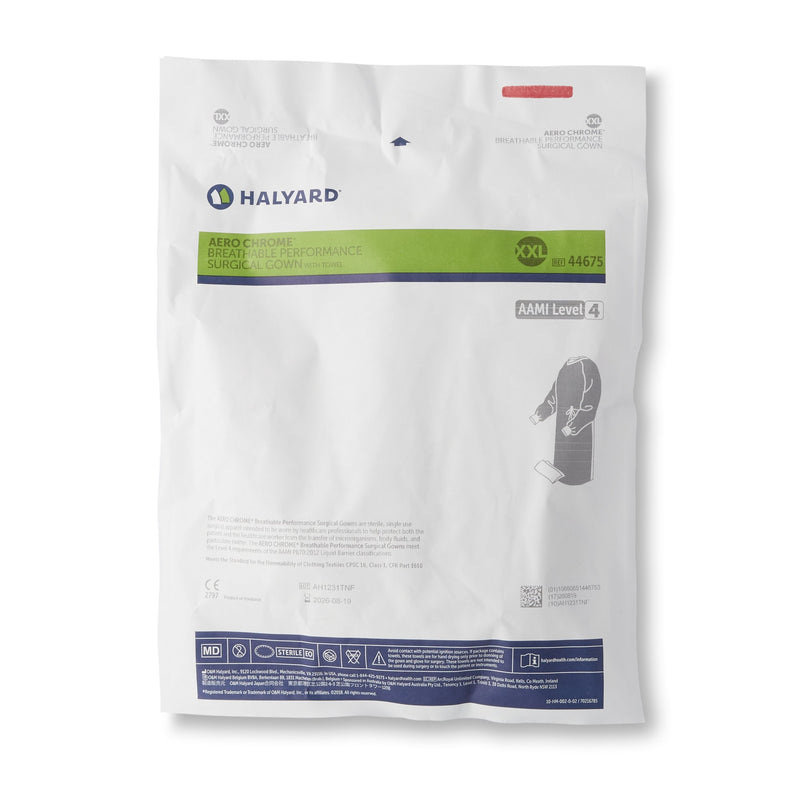 Aero Chrome Surgical Gown with Towel 2X-Large Silver Sterile AAMI Level 4 Disposable (1059356_CS) 28/CS