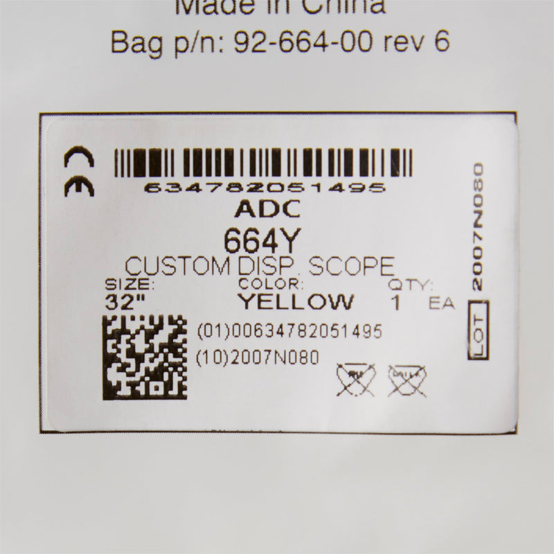 Proscope™ 664 Disposable Stethoscope Yellow 1-Tube 22 Inch Tube Single Sided Chestpiece (493334_CS) 50/CS
