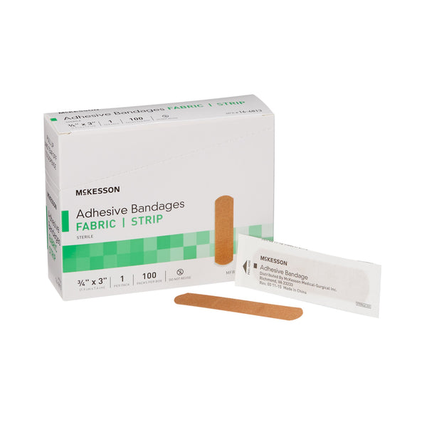 McKesson Adhesive Strip 3/4 X 3 Inch Fabric Rectangle Tan Sterile (466871_CS) 2400/CS