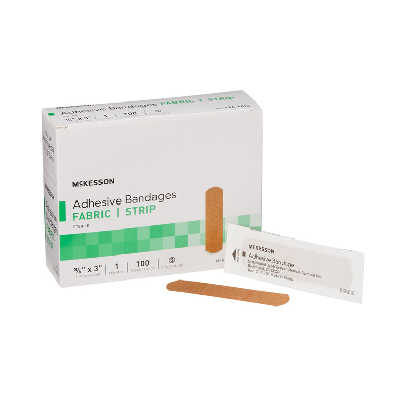 McKesson Adhesive Strip 3/4 X 3 Inch Fabric Rectangle Tan Sterile (466871_CS) 2400/CS