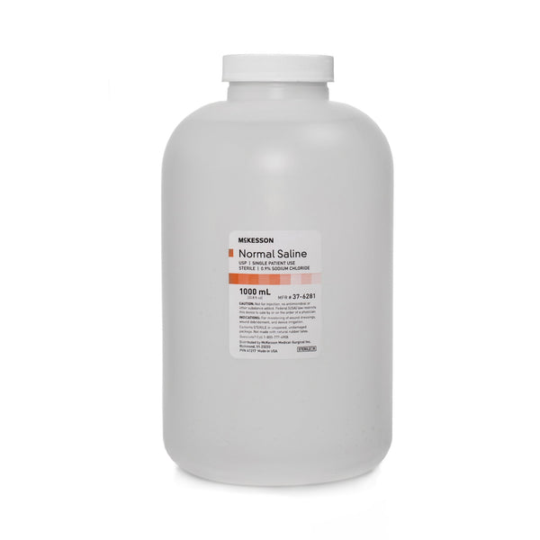 McKesson Irrigation Solution - OTC 0.9% Sodium Chloride Not for Injection Bottle 1,000 mL (1086157_CS) 6/CS