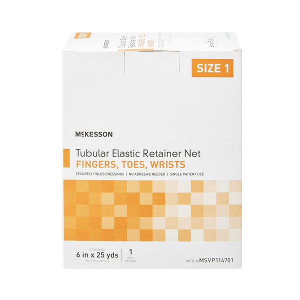 McKesson Elastic Net Retainer Dressing Tubular Elastic 6 Inch X 25 Yard (15.2 cm x 22.9 m) Size 1 White Finger / Toe / Wrist NonSterile (1113345_BX) 1/BX