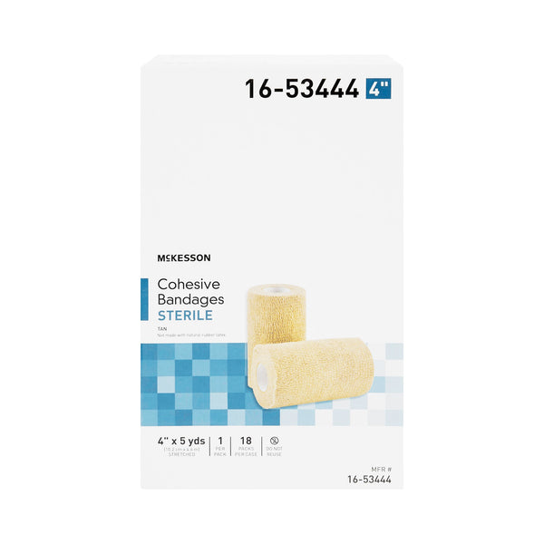 McKesson Cohesive Bandage 4 Inch X 5 Yard Self-Adherent Closure Tan Sterile Standard Compression (520553_CS) 18/CS
