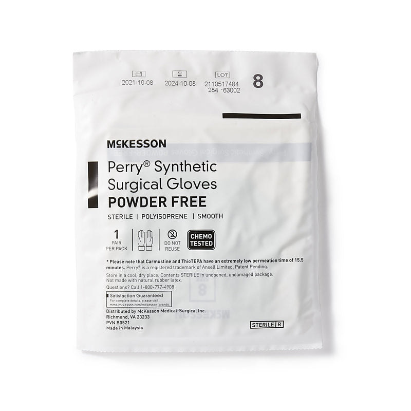 McKesson Perry® Performance Plus Surgical Glove Size 8 Sterile Polyisoprene Standard Cuff Length Smooth Green Chemo Tested (1044724_BX) 50/BX