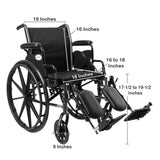 McKesson Lightweight Wheelchair Dual Axle Desk Length Arm Swing-Away Elevating Legrest Black Upholstery 18 Inch Seat Width Adult 300 lbs. Weight Capacity (1065285_EA) 1/EA