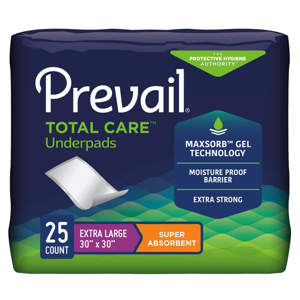 Prevail® Total Care™ Disposable Underpad 30 X 30 Inch Polyester Heavy Absorbency (1206476_CS) 100/CS