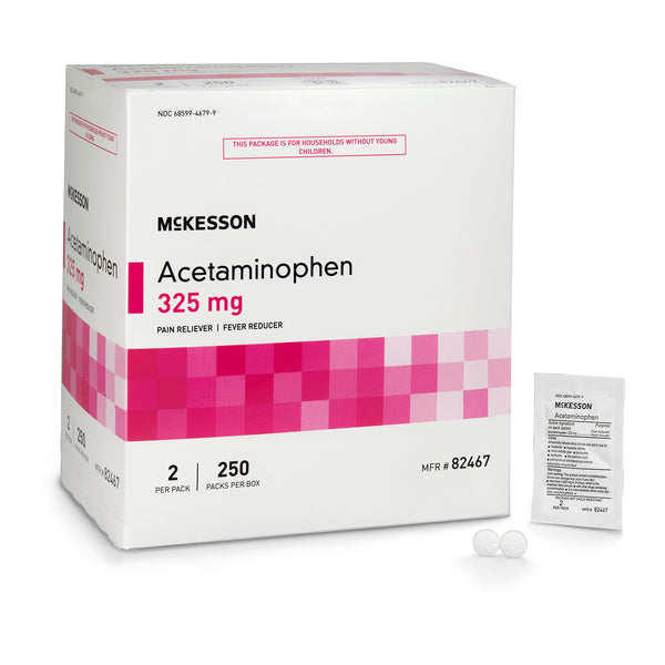 McKesson Pain Relief 325 mg Strength Acetaminophen Unit Dose Tablet 250 per Box (1111736_CS) 3000/CS