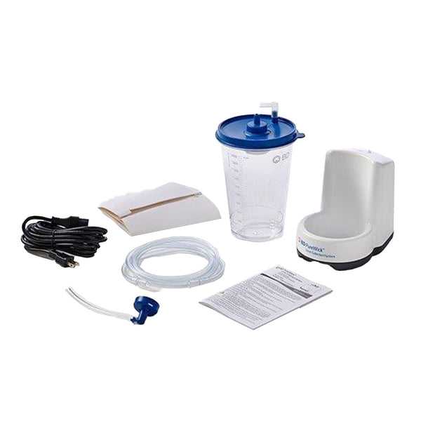 PureWick™ Urine Collection System Rechargable Litium Ion Battery, Suction Pump, 2000 mL Collection Canister with Lid, Pump Tubing, Collector Tubing, Elbow Connector, 2 Privacy Covers, Power Cord (1209943_EA) 1/EA