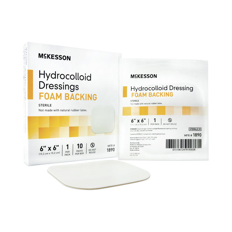 McKesson Hydrocolloid Dressing Foam Backing 6 X 6 Inch Square Hydrocolloid / Foam (883000_EA) 1/EA