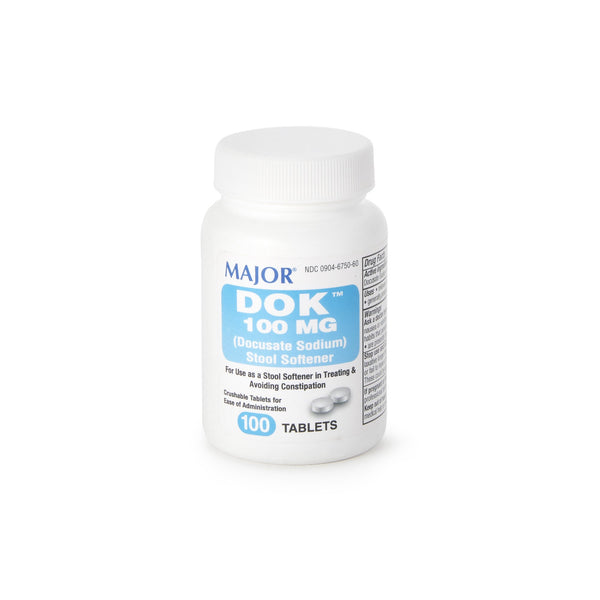 Major Pharmaceuticals Stool Softener Tablet 100 per Bottle 100 mg Strength Docusate Sodium (1125884_BT) 1/BT