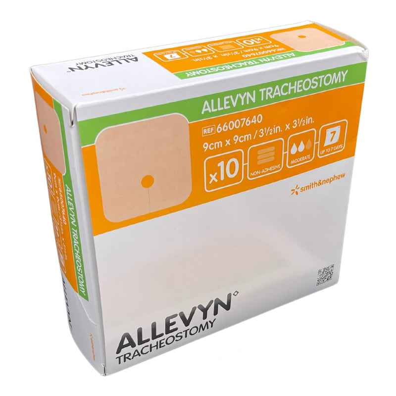 Allevyn Tracheostomy Foam Dressing 3-1/2 X 3-1/2 Inch Without Border Film Backing Nonadhesive Fenestrated Square Sterile (1243288_CS) 80/CS