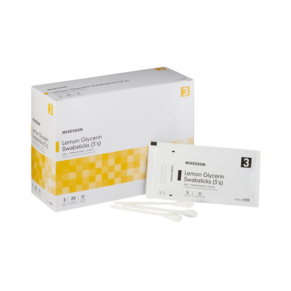 McKesson Lemon Glycerin Swabstick Rayon Tip 3 per Pack (877336_BX) 25/BX