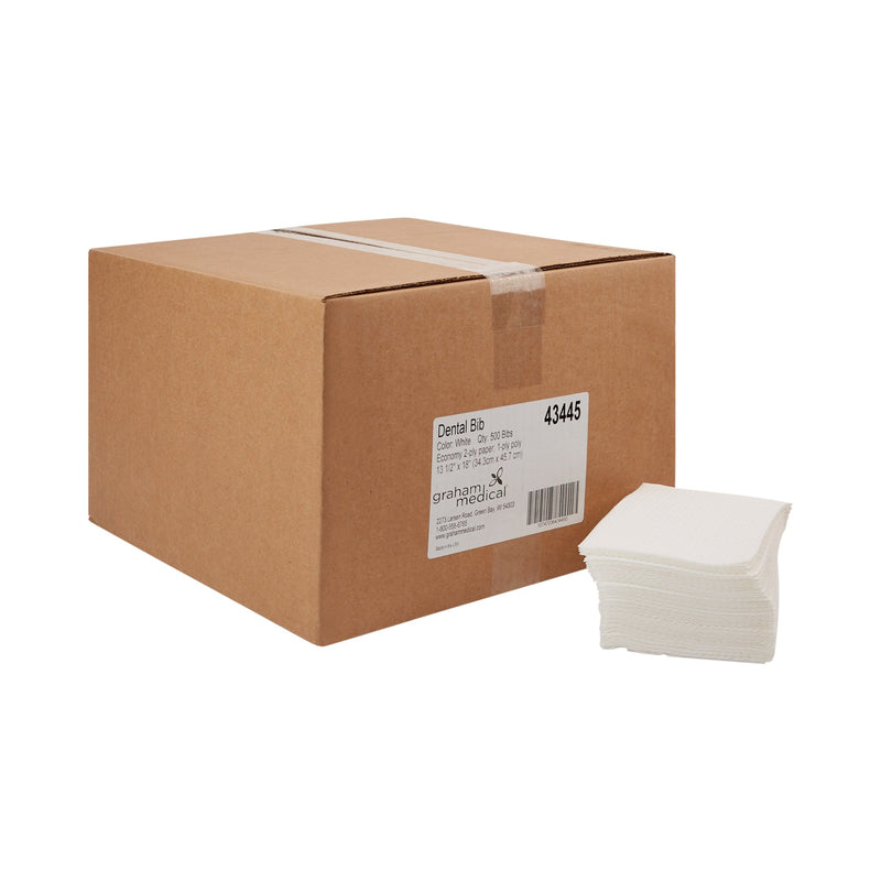 graham medical® Dental Bib 13-1/2 W X 18 L Inch White NonSterile (853587_CS) 500/CS