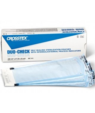 Duo-Check® Sterilization Pouch Ethylene Oxide (EO) Gas / Steam 3-1/2 X 9 Inch Transparent / Blue Self Seal Paper / Film (969961_BX) 200/BX
