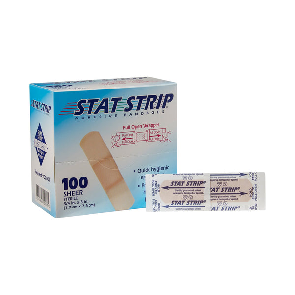 American® White Cross Stat Strip® Adhesive Strip 3/4 X 3 Inch Plastic Rectangle Tan Sterile (184495_BX) 100/BX