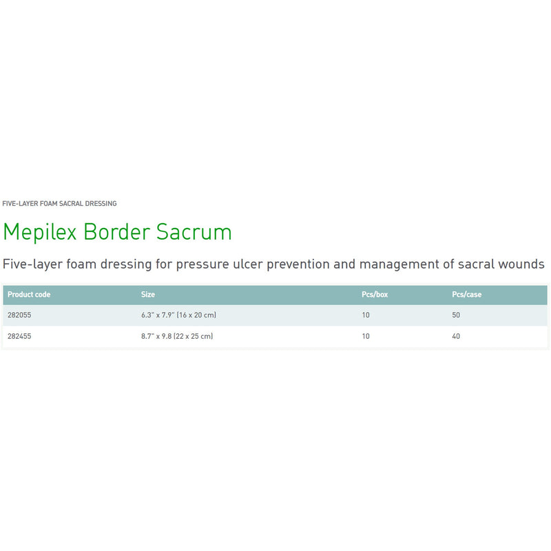 Mepilex® Border Sacrum Foam Dressing 6-1/3 X 7-9/10 Inch With Border Film Backing Silicone Adhesive Sacral Sterile (1069315_EA) 1/EA