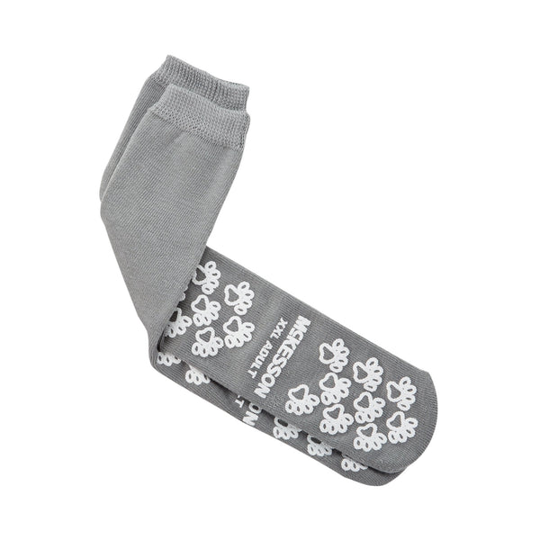 McKesson Terries™ Slipper Socks Unisex Adult 2X-Large Single Tread Single Patient Use Gray (504733_PR) 1/PR
