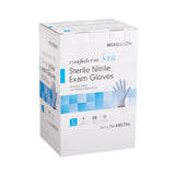 McKesson Confiderm® STR Exam Glove Large Sterile Pair Nitrile Standard Cuff Length Textured Fingertips Blue Not Rated (1065407_PR) 1/PR