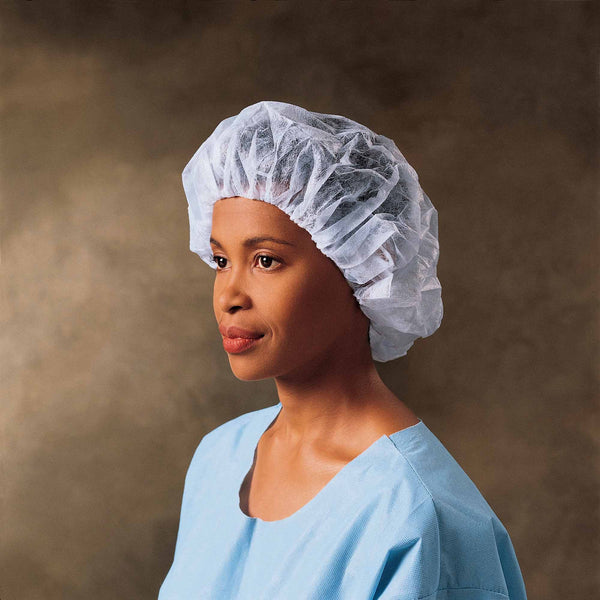 O&M Halyard Inc Bouffant Cap Large White Elastic Closure (568401_CS) 300/CS