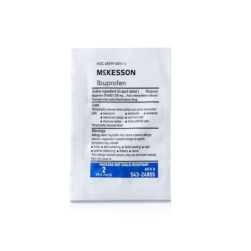 McKesson Pain Relief 200 mg Strength Ibuprofen Unit Dose Tablet 200 per Box (1111735_BX) 200/BX