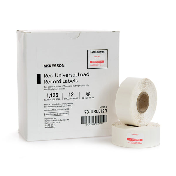 McKesson Brand Sterilization Load Record Label Steam / EO Gas / Sterrad® Sterilization System (524903_BX) 12/BX