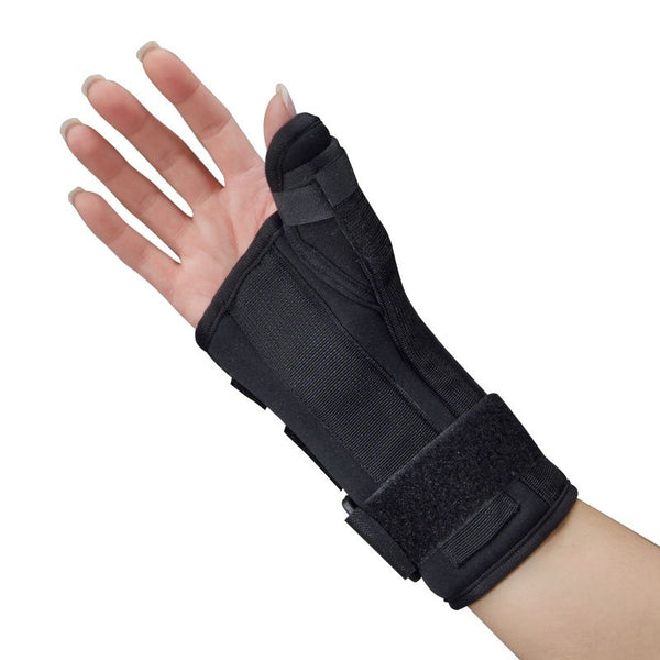 DeRoyal Wrist Brace with Thumb Spica Polyester Foam / Nylon / Tricot Right Hand Black Small (1132878_EA) 1/EA